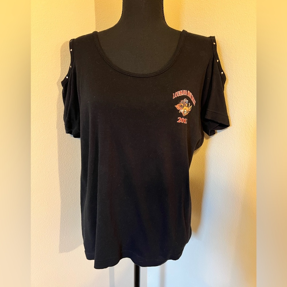 Studded Cold Shoulder 2013 Louisiana Hog Rally Shirt